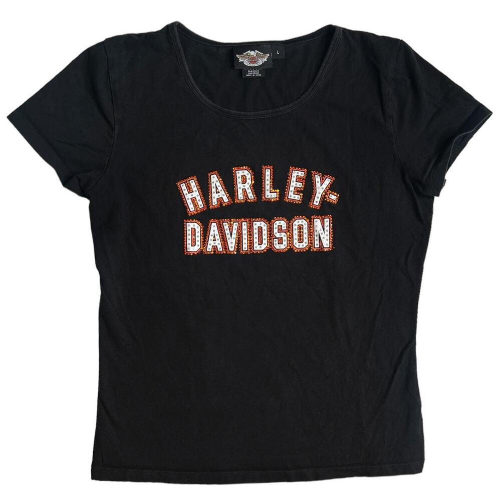 Y2K Harley Davidson Tee Top T-shirt‎ Women Size Large